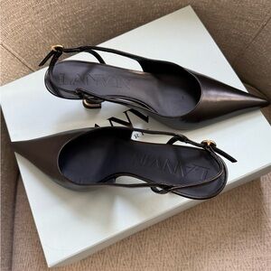 Lanvin Elegant Black Slingback Heels